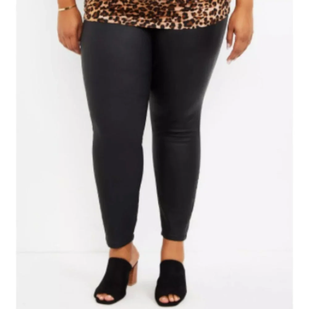 Motherhood Plus Size Indigo Blue Coated Skinny Leg Ankle Pant Black 1X - Picture 1 of 13